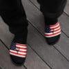 American flag slides with Trump's face.