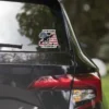 Here's an alt tag for the image: 2A sticker on car, American flag.