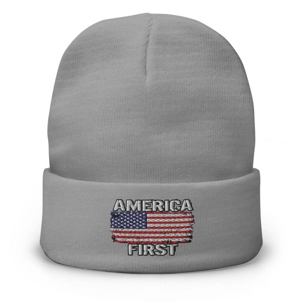AMERICA FIRST American flag ULTRA MAGA Embroidered Patriot Beanie cap ...