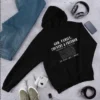 Here's an alt tag for the image: Black hoodie with patriotic American design.