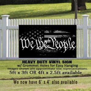 "We the People" patriotic vinyl banner.