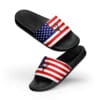 American flag slides with Trump portrait.