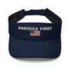 Navy blue visor; America First, US flag.