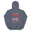 Here's an alt tag for the image: American flag hoodie: I miss the America I grew up in.