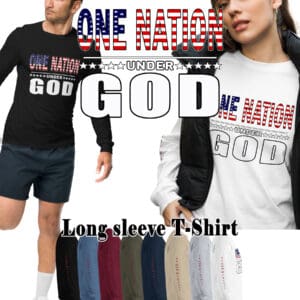 Patriotic "One Nation Under God" long-sleeve shirt.