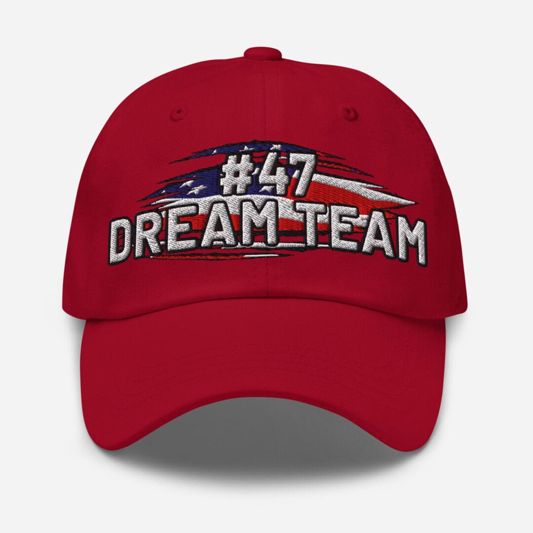 Red #47 Dream Team baseball cap.