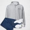 Gray zip-up hoodie with 1776 detail.
