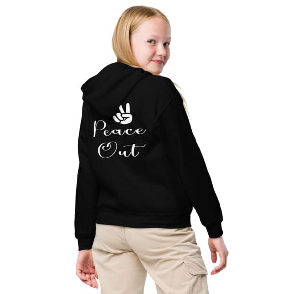 BRUH Teen Girl Youth hoodie sweatshirt, "Peace out" teenage slang pre-teen shirt - Image 3