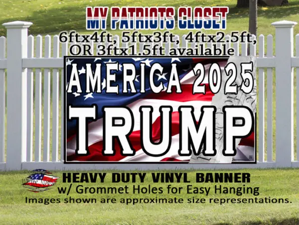 AMERICA 2025 TRUMP Inauguration banner, MAGA MAHA 2024, USA First, Fence sign - Image 3