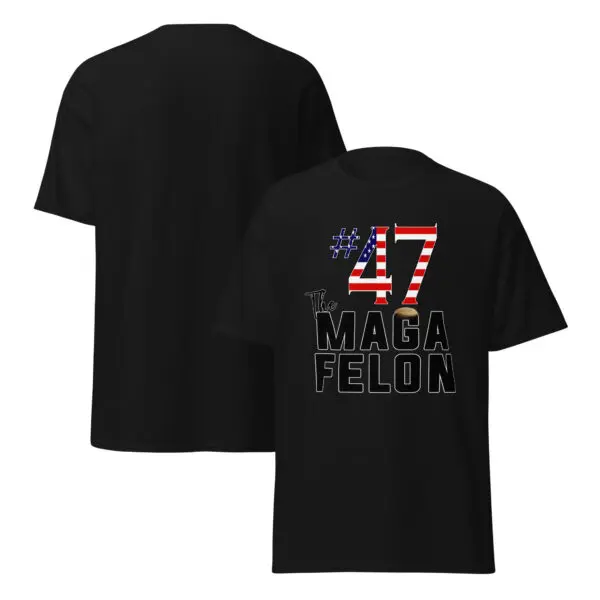 #47 The MAGA FELON Donald J Trump Dark MAGA shirt NEVER SURRENDER - Image 2