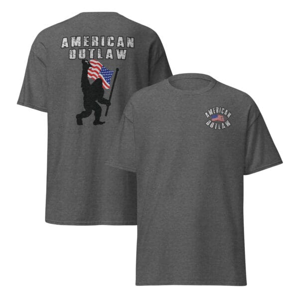 AMERICAN OUTLAW Patriotic Christian Bigfoot shirt MAGA Yeti, Flag & Bible Tshirt - Image 3