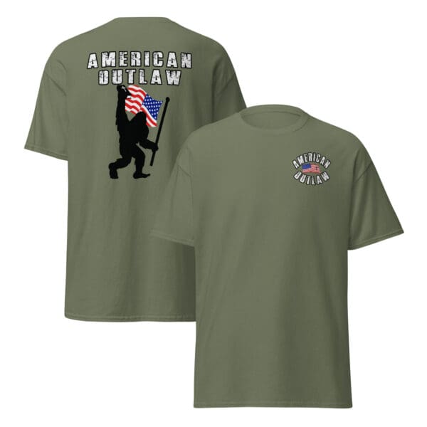 AMERICAN OUTLAW Patriotic Christian Bigfoot shirt MAGA Yeti, Flag & Bible Tshirt - Image 4