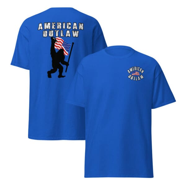 AMERICAN OUTLAW Patriotic Christian Bigfoot shirt MAGA Yeti, Flag & Bible Tshirt - Image 2