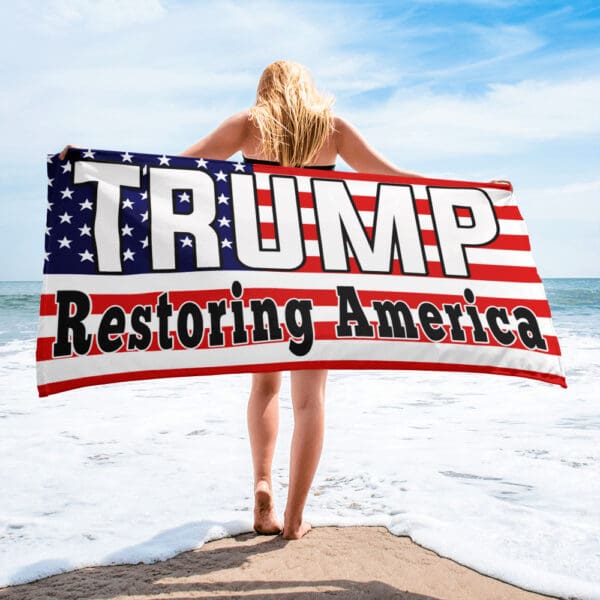 American Flag TRUMP Restoring America MAGA Oversized bath / beach Towel #47 - Image 5