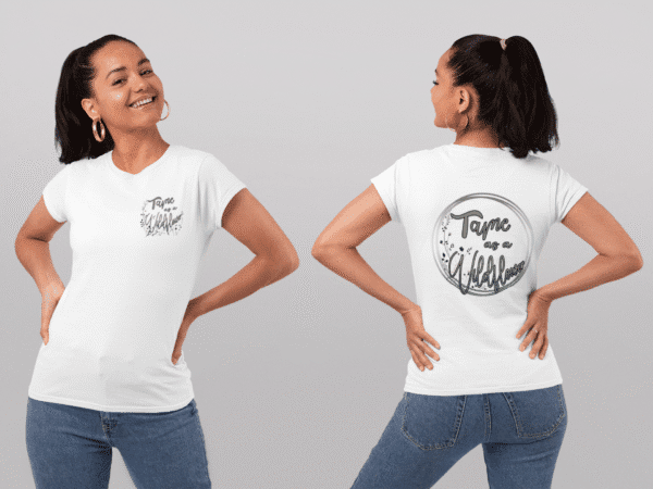 TAME AS A WILDFLOWER Funny, Sassy, BOHO, Minimalist top Womens Basic t-shirt - Image 2