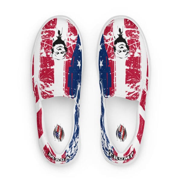 American Flag TRUMP shoes MAGA #47 slip on Vans style Men's patriot sneakers