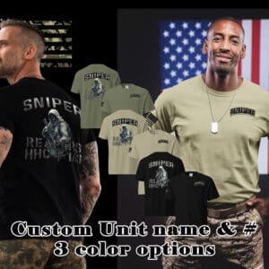 Army Sniper CUSTOM Unit # & Name Special Forces T-shirt