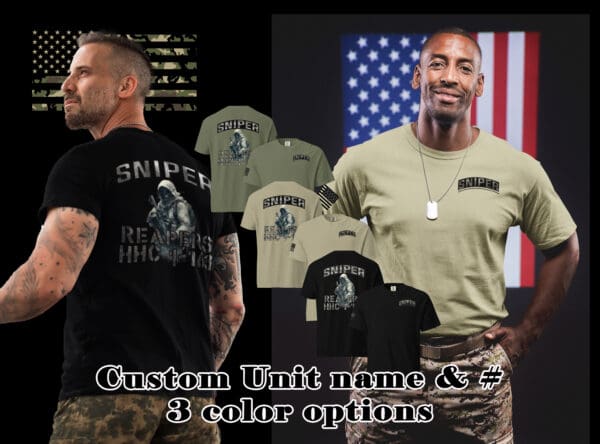 Army Sniper CUSTOM Unit # & Name Special Forces T-shirt