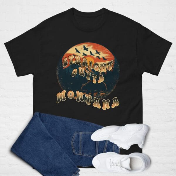 STRAIGHT OUTTA MONTANA Unisex basic Tshirt. Big Sky country shirt - Image 2