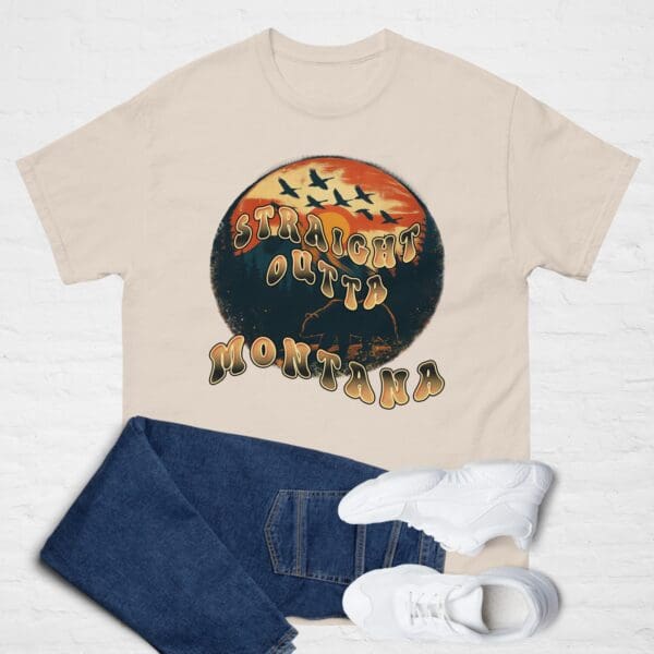 STRAIGHT OUTTA MONTANA Unisex basic Tshirt. Big Sky country shirt - Image 3