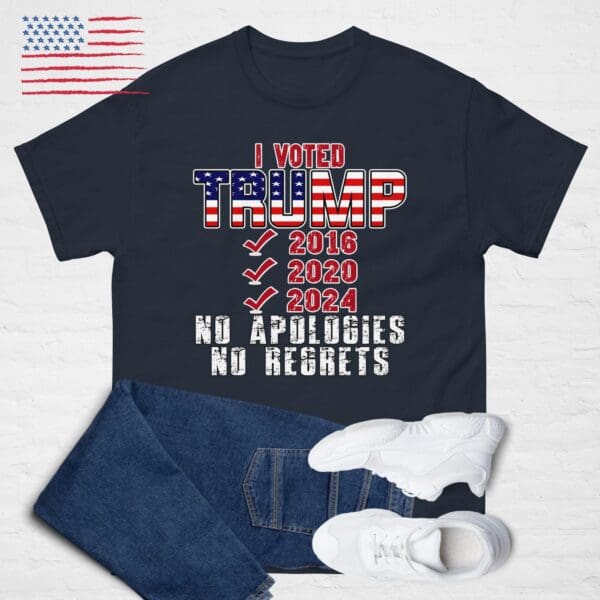 I Voted TRUMP shirt No Apologies, No Regrets MAGA DJT - Image 2