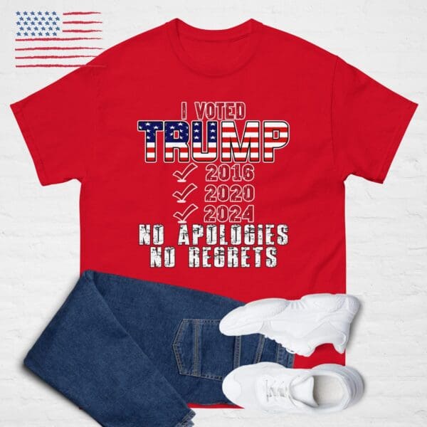 I Voted TRUMP shirt No Apologies, No Regrets MAGA DJT - Image 3