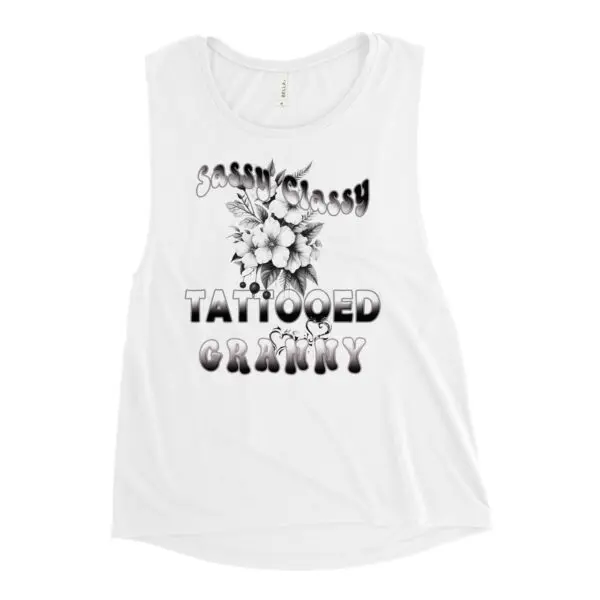 Sassy Classy Tattooed Granny, Ladies Muscle Tank Top, Womens Cool Grandma tee - Image 5
