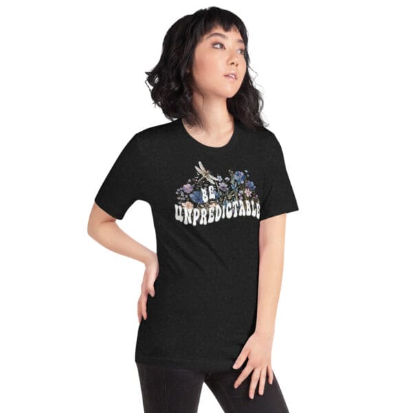 BE UNPREDICTABLE Womens Sassy tee Minimalist wildflowers shirt - Image 7