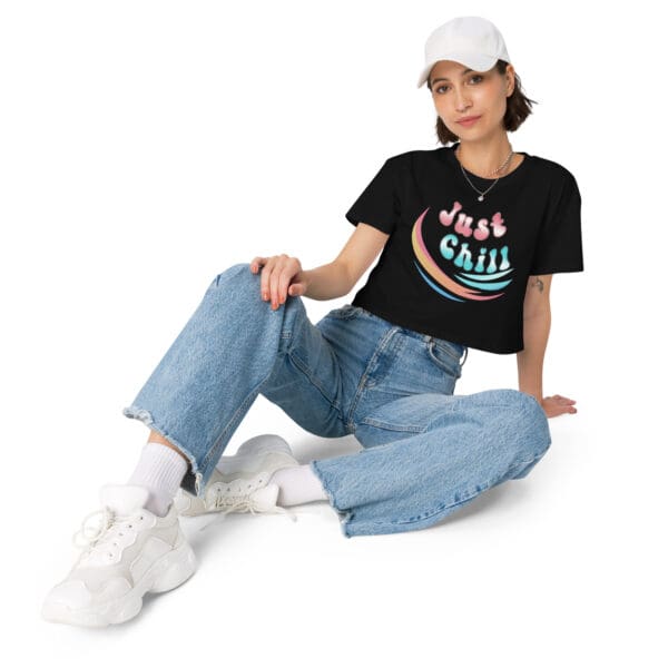 Minimalist Just Chill Women’s Sassy Classy Crew crop top - Image 2