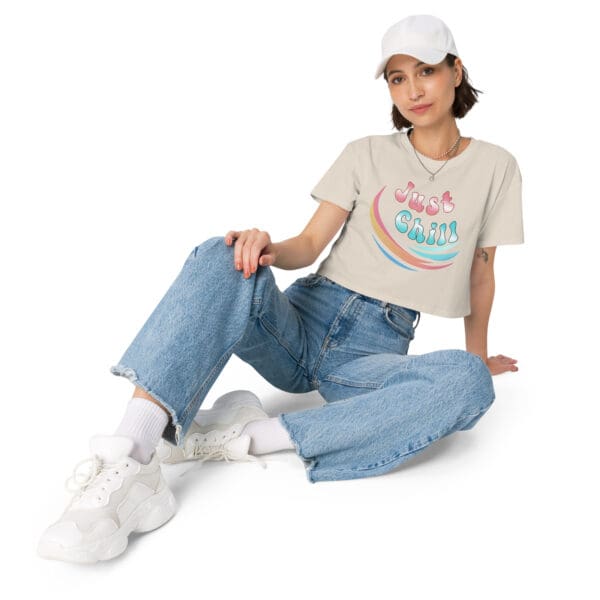 Minimalist Just Chill Women’s Sassy Classy Crew crop top - Image 12