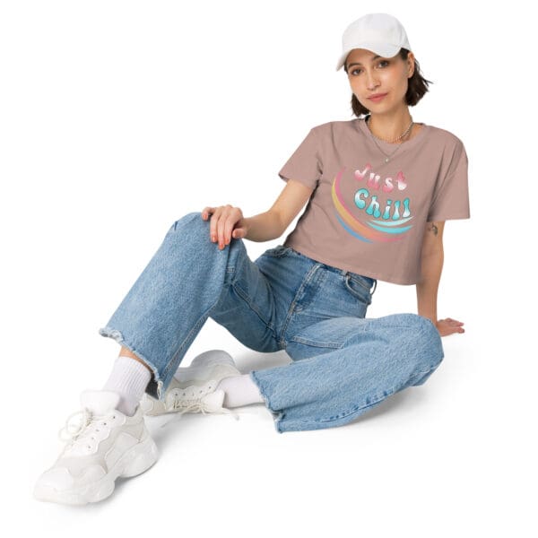 Minimalist Just Chill Women’s Sassy Classy Crew crop top - Image 10