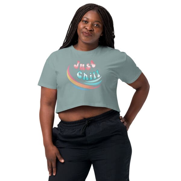 Minimalist Just Chill Women’s Sassy Classy Crew crop top - Image 4