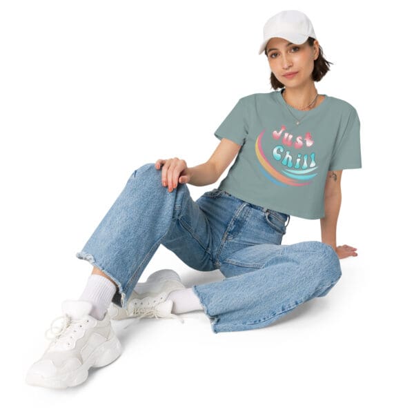 Minimalist Just Chill Women’s Sassy Classy Crew crop top - Image 9