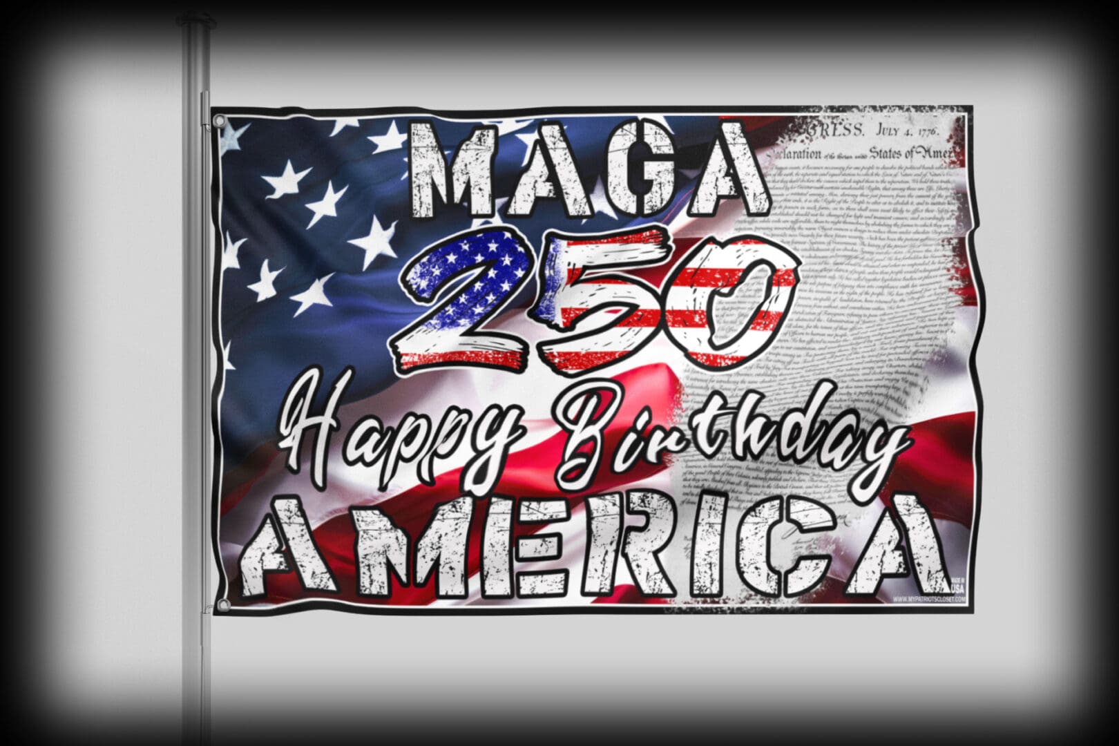 MAGA 250 Happy Birthday America flag banner