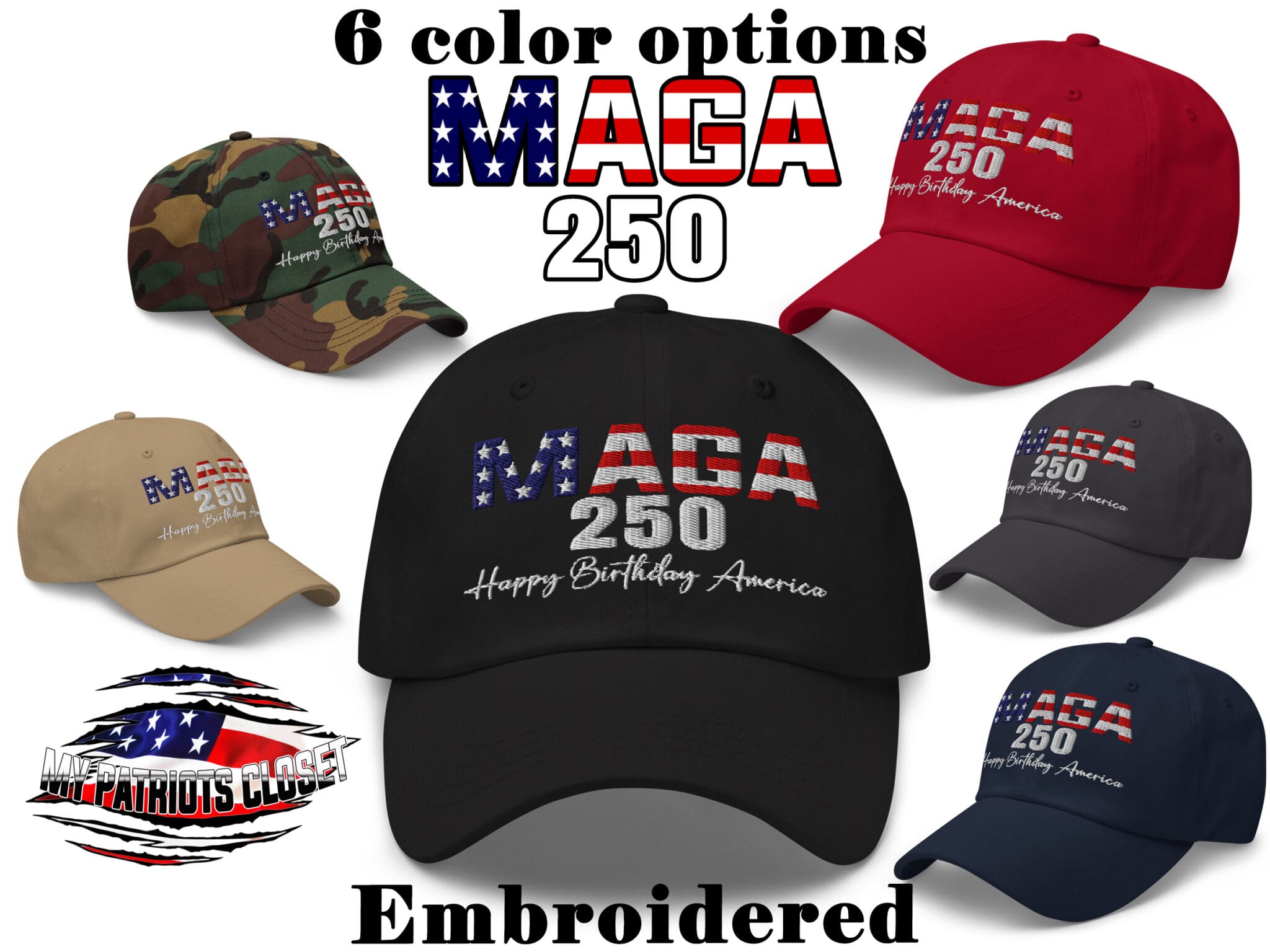 MAGA 250 Happy 250th Birthday America hat - My Patriots Closet